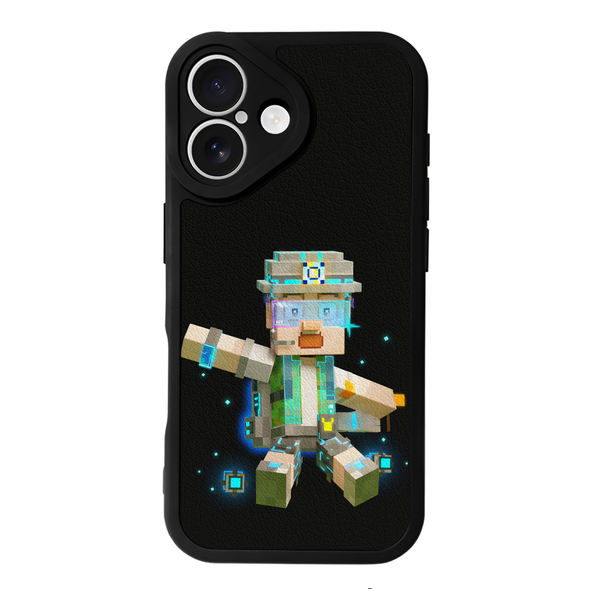 （画像用） マインクラフト ブロックの世界 Minecraft MC Block world 【iPhone 16シリーズ対応】シリコンスマホケース（レザー調） 材質：シリコン